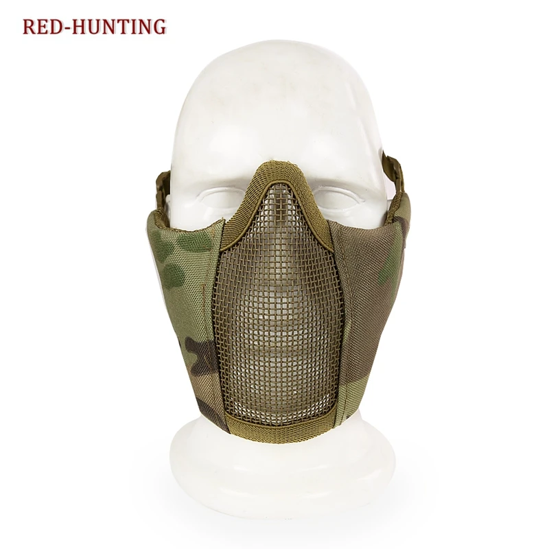 Тактический Пейнтбол маски Половина Нижняя лицевая Металлическая стальная защитная сетка маска Складная Защитная Рот Половина маска для