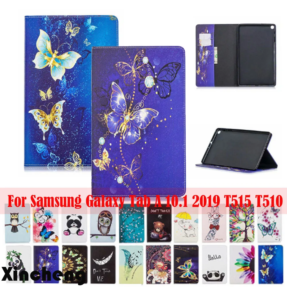 Для Samsung Galaxy Tab A 10 1 T515 T510 2019 Чехол книжка из искусственной кожи с рисунком и