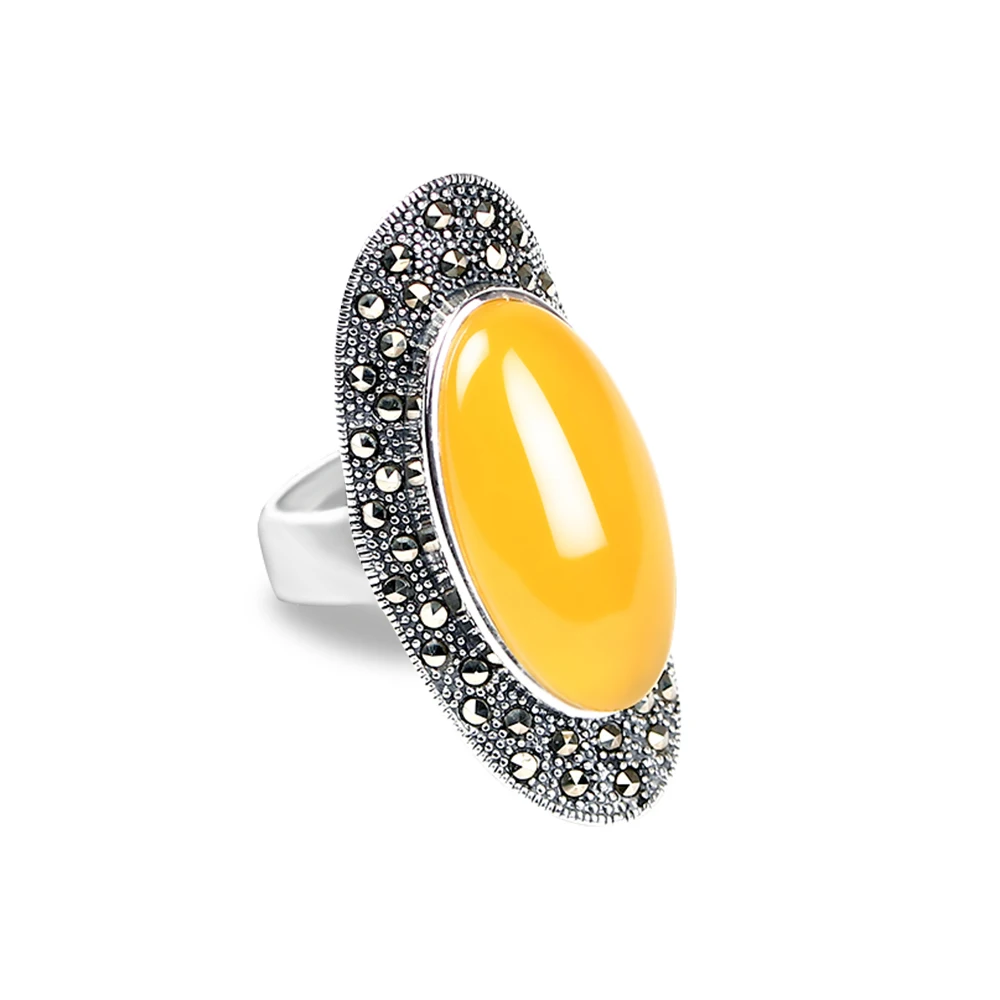 JIASHUNTAI Vintage 925 Sterling Silver Rings For Women Retro Big Wedding Rings Thai Silver Jewelry Female 4 Color