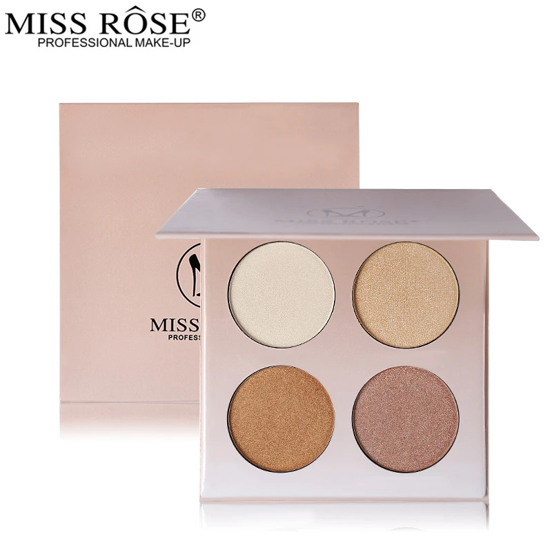 

Miss Rose Professional Makeup Face Contour Set 4 Color Powder Highlighter Palette Highlight Golden Bronzer Make Up Glow Kit