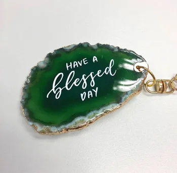 

1pcs Personalized Natural agate keychain Birthday couple gifts Bride Bridesmaid gift wedding party table name number decorations