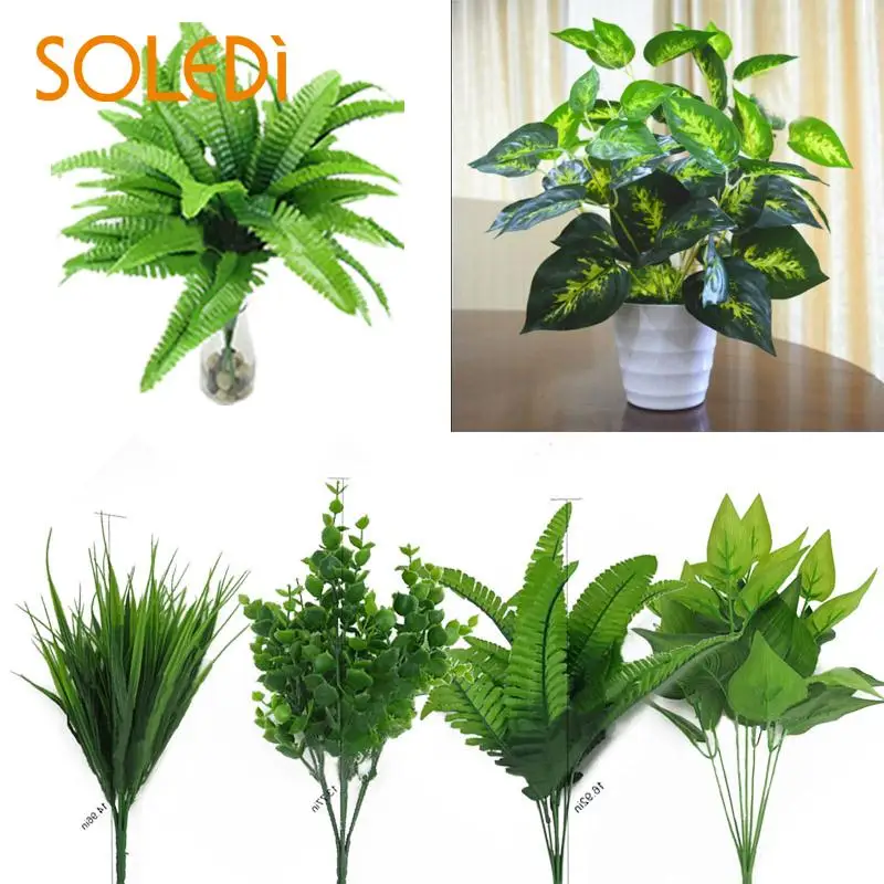 

Plants Indoor Outdoor Fake Flower Leaf Foliage Bush Home Office Garden Decor Artificial Green Leave Plant Decoration