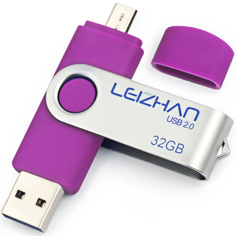 LEIZHAN Micro USB флэш-накопитель 128 ГБ для samsung Galaxy S7/S6/S5/S4/S3/Xiaomi/Meizu huawei Memory Stick Photostick usb-накопитель 64 ГБ - Цвет: Micro-USB 2.0-Purple