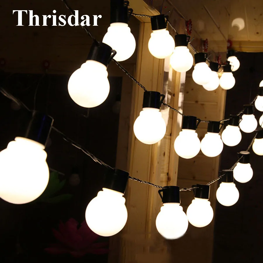 

Thrisdar 10M 38 Globe Ball Christmas LED String Light Garland Black Wire 8 Mode Wedding Party Garden Pendant Fairy Light Garland