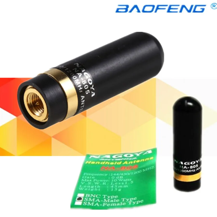 

Genuine Original Nagoya NA-805 Wide Band SMA Male Antenna For Yaesu VX-6R Baofeng Tonfa Puxing PX-2R TYT TH-UV3R Walkie talkie