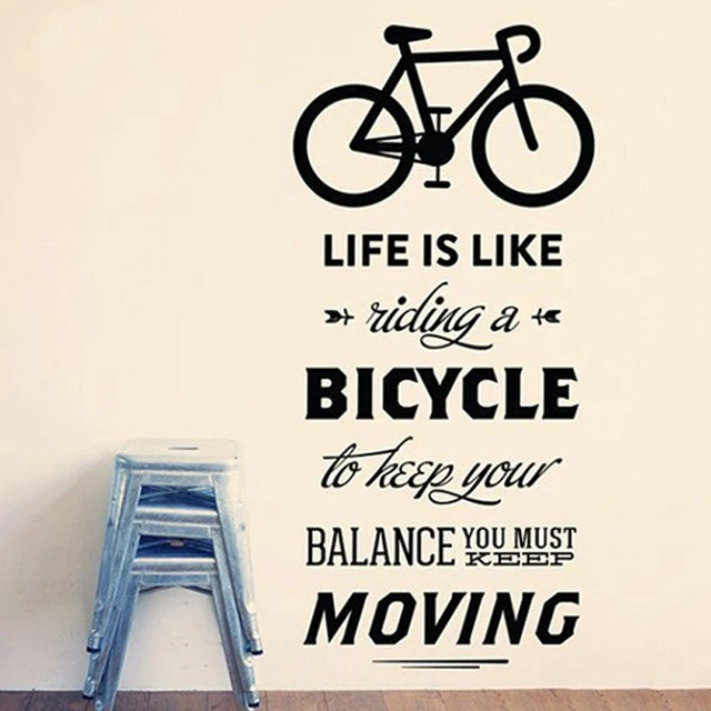 Life Is Like Riding A Bicycle Quotes DIY Cycling Words Bike Wall Sticker Vinyl Bike Wall Art 