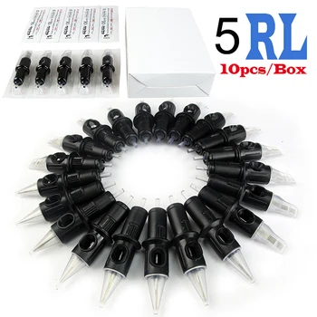 

10Pcs New Hot 5RL Professional Black Disposable Cartidges Permanent Makeup Needles for Tattoo Eyebrow Needles agulha tatuagem