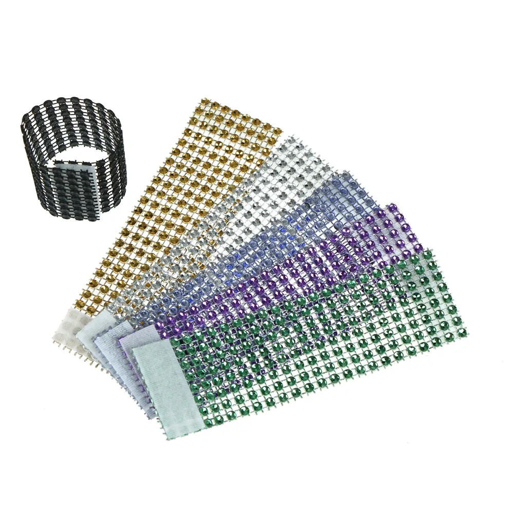 6PCS Chair Cover Rhinestone Napkin Rings Buckle Wedding Party Napkin Holder