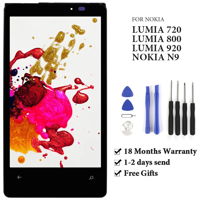 Для Nokia Lumia 720 N720 920 RM-822 RM-821 сенсорный ЖК-экран с рамкой детали сборки для 800 N800/N9