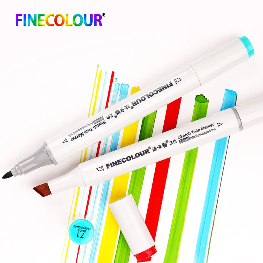 FINECOLOUR School Art Supplies Markers Brush Pen Alcohol Based Ink  Professional Manga Art Marker For Drawing