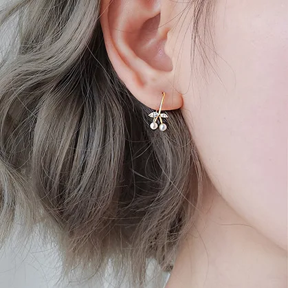 Cherry cz серьги 100% 925 пробы серебряные ювелирные изделия гипоаллергенный стержень