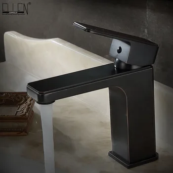 

Bathroom Faucet Black Single Handle Hot and Cold Water Mixer Tap Oil Rubble Bronze Finished Sink Mixer Tap Deck Mounted ELF1406