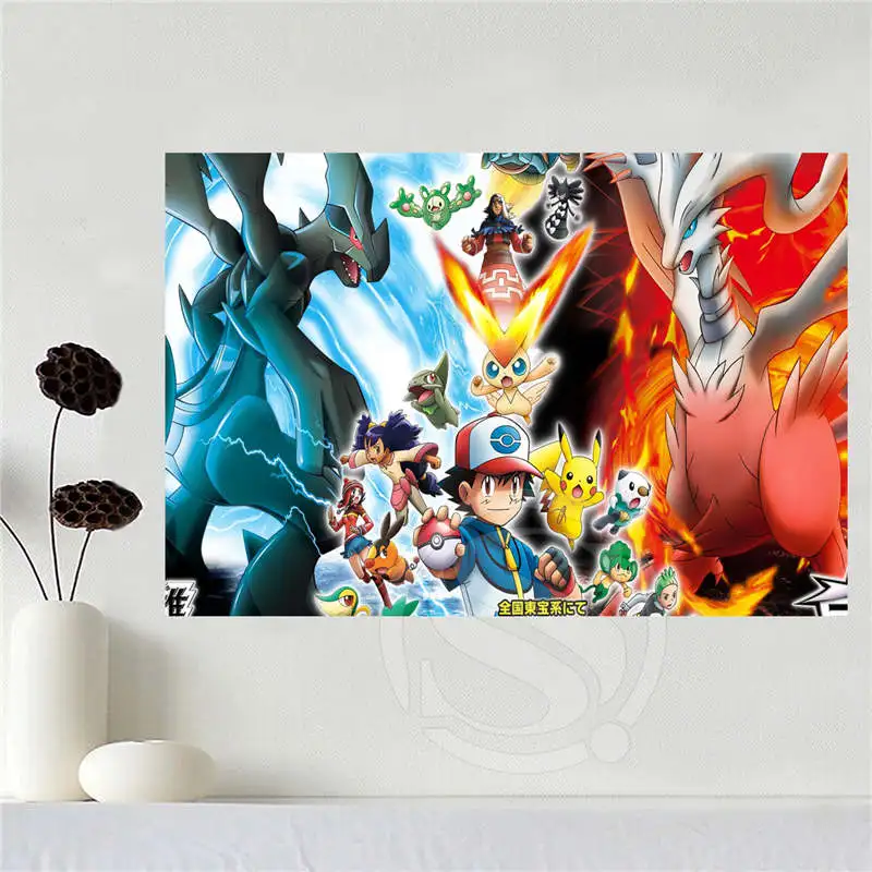 Custom canvas pokemon poster home decoration cloth fabric wall poster print Silk Fabric Print ...