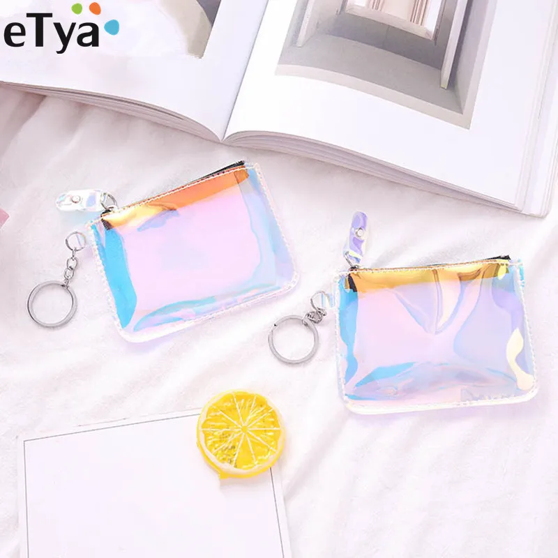 ETya/Модный женский кошелек с держателем для кредитных карт, ПВХ, лазерная Мода, монета, ID, бизнес, автобус, кошелек, сумка для детей