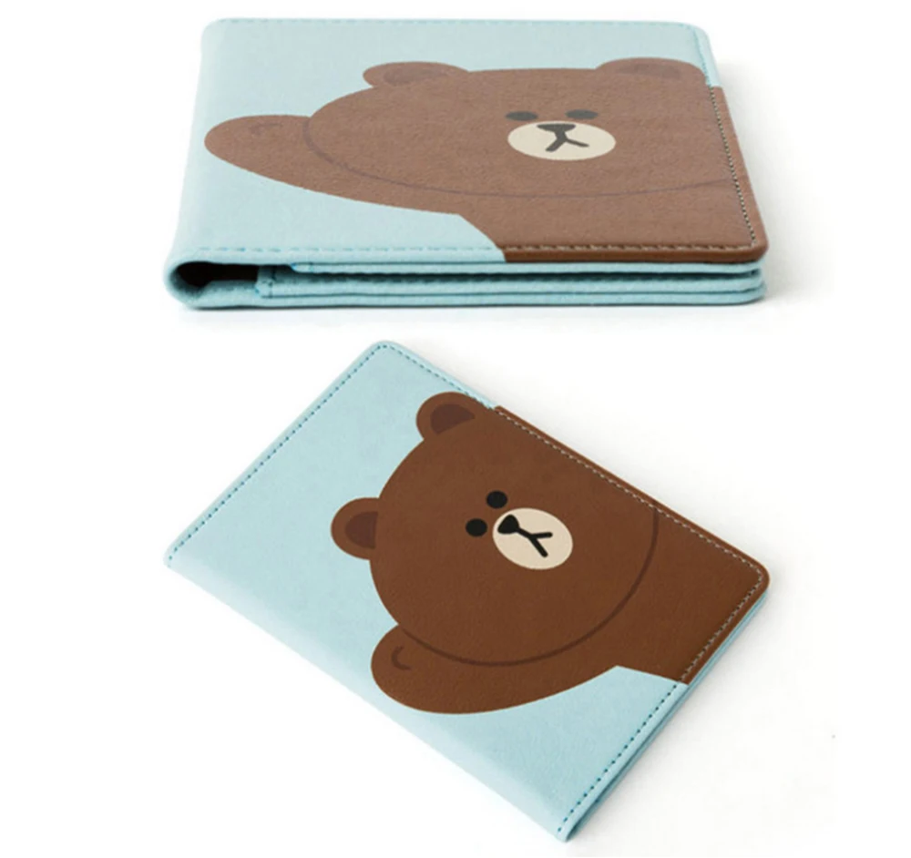 Коричневый медведь обложки для паспорта из искусственной кожи держатели для паспорта мультфильм ультратонкий портмоне для карт пакет
