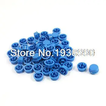 

55Pcs 12x12x7.3mm Tactile Push Button Switch Blue Plastic Round Cap