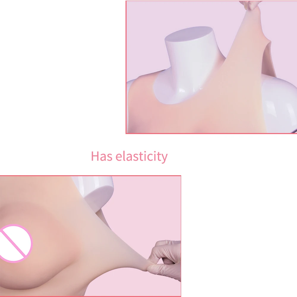 CYOMI New Style Flat Collar Soft Realistic Silicone Boobs Silk Cotton Breast for Drag Queen Crossdresser Transgender shemale 1G