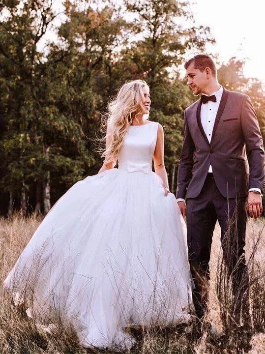 Simple Modest Wedding Gowns 2019 Multilayer Soft Tulle Cheap Backless Plus Size White Dress | Свадьбы и торжества