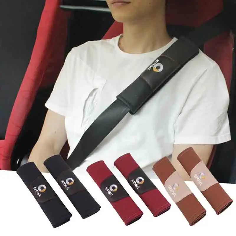 

Car-styling Racing Car Styling carbon fiber leather seat Belt Cover Pad fit For Smart 451 453 fortwo FORFOUR FORSPEED FORFOUR