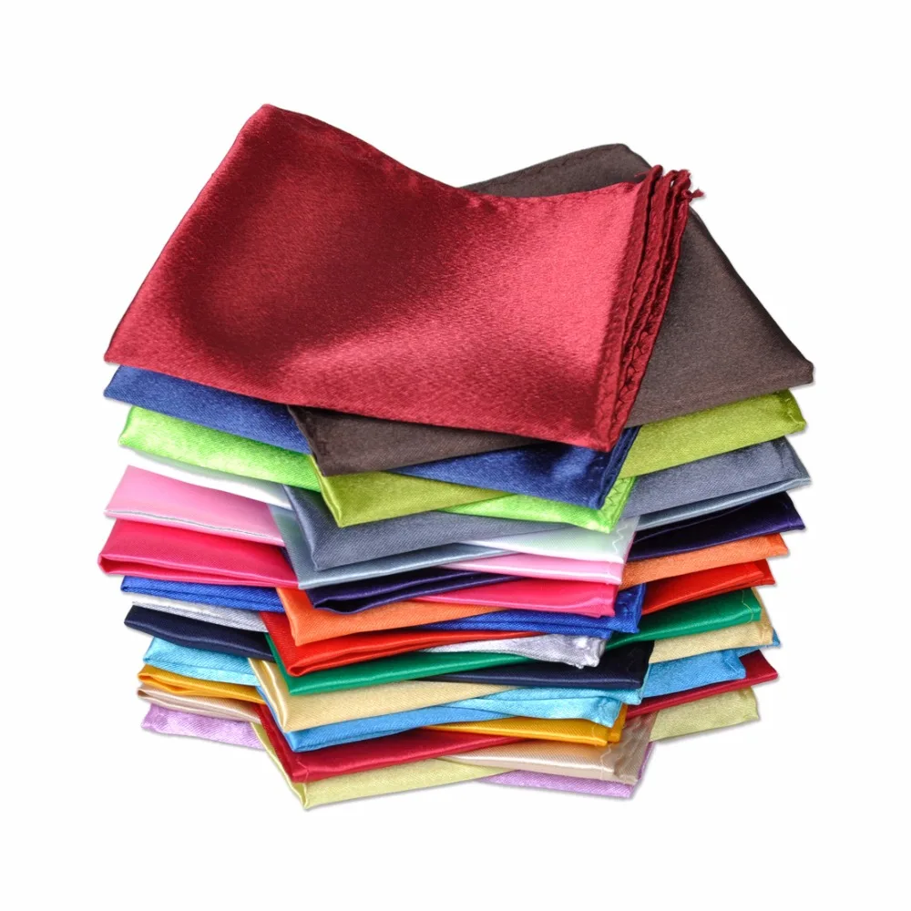 New 26pcs Lot Men Silk Handkerchief Pocket Square Plain Solid Color For Wedding Party Formal Suit