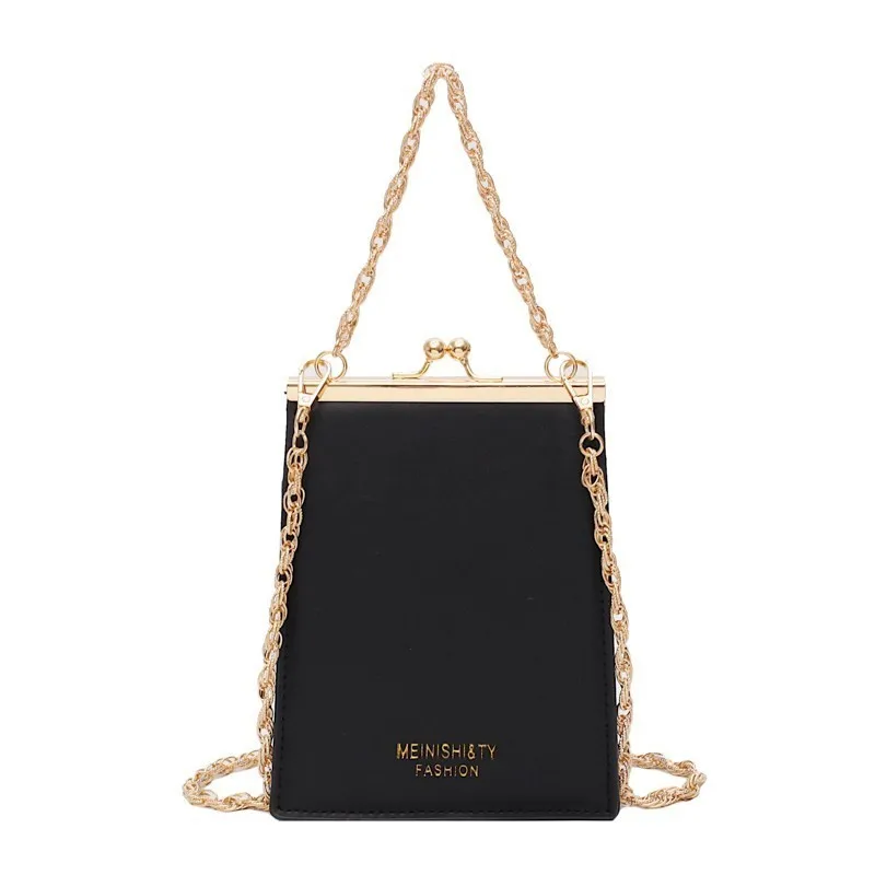 Модные сумки через плечо для женщин роскошные сумки женские сумки дизайнерские маленькие сумочки на цепочке дамские клатчи из искусственной кожи на застежке - Цвет: Черный