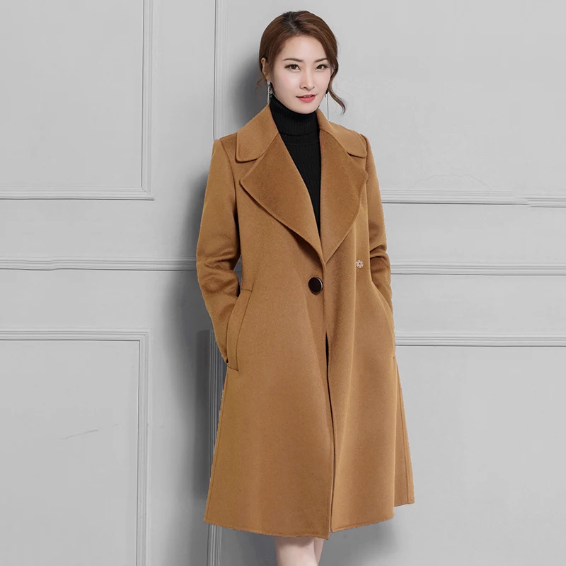 2018 Fall Winter New Women Wool Coats Full Sleeve Long Jackets Plus ...