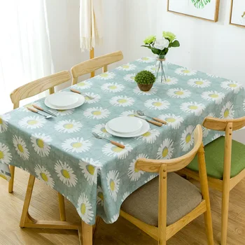 

Senisaihon American style Cotton Thicken Tablecloth Yellow Sunflower Printed Canvas Dust-proof Table cloth Banquet Cover cloth