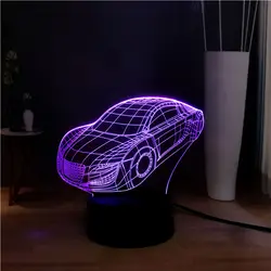 Потрясающие модные 3D крутой автомобиль блеск светодиодный 7 цветов Изменение RGB Иллюзия Dec домой USB Таблица базы ночь настроение лампа