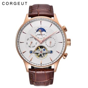

44mm Corgeut trend men's multi-function automatic mechanical watch fashion belt watch