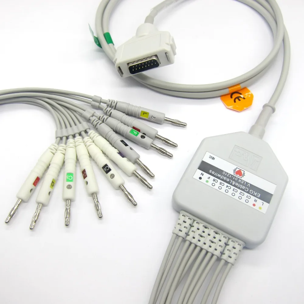 Fukuda Denshi FX-2111/FX-3010 / FX-4010/FCP-2155 Popular electrocardiograph EKG CABLE with 10 leadwires Banana4.0 |