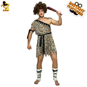 

Jungle Caveman Adult Costume Cosplay Carnival Party Prehistoric Fancy Dress Tunic Cavemen Costumes Outfit