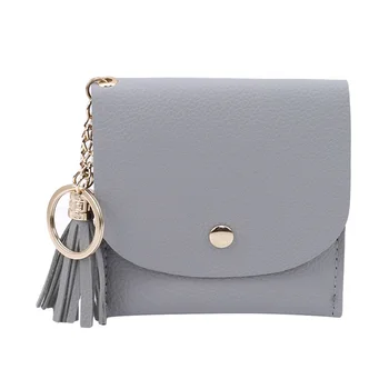 

2019 Hot Sale Women PU Leather Slim Wallet Fashion Purses Tassel Hasp Short Clutch Small Coin Key ID Card Holders Wallet Bags