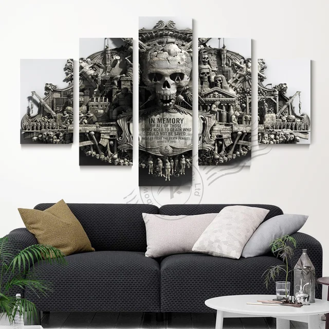5 Panel Wall Art Skull Home Decor Painting Cuadros Decoracion 5 Panel Wall Art Skull Home Decor Painting Cuadros Decoracion Pictures For Living Room