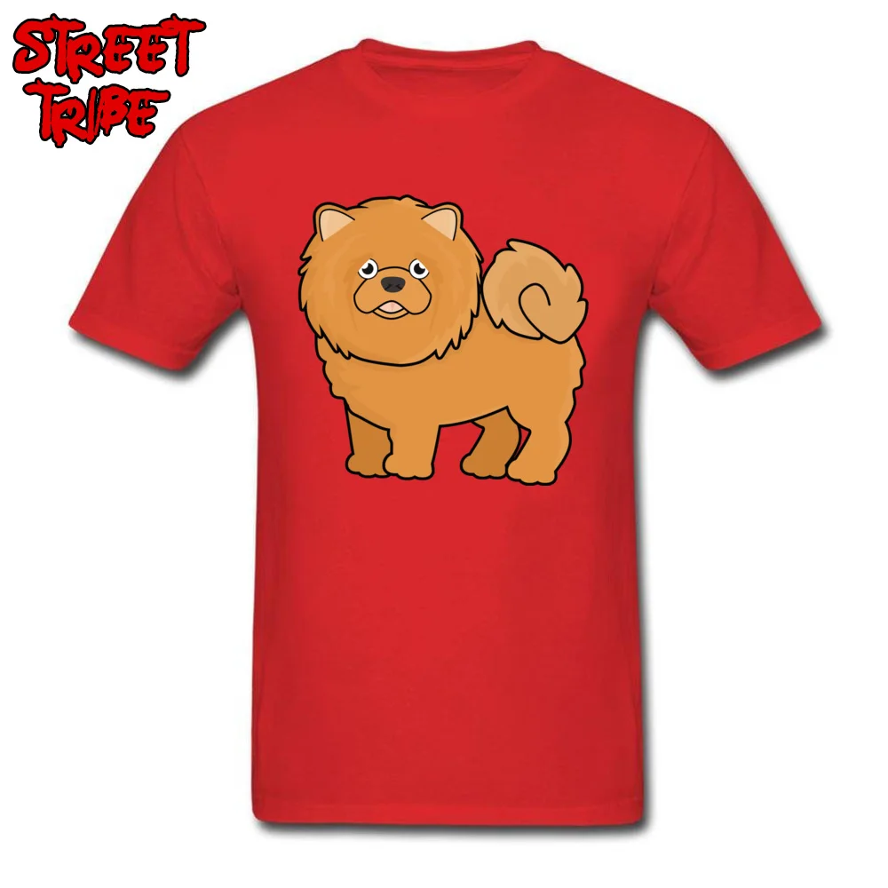 100% Cotton T-shirt Men Short Sleeve Cute Chow Chow Tshirts Comics Tops T Shirt Funny Europe Round Neck Clothing Orange Tees