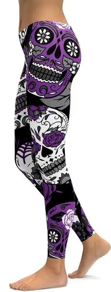 

PURPLE SKULL Flower LEGGINGS 3D Printed 2019 New Women Pants Fashion Sexy Leggings Yoga Pants