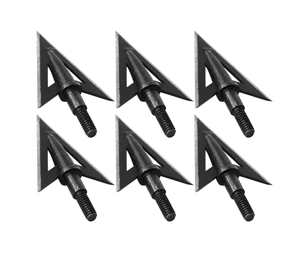 

6pcs 100Grain Sharp Hunting Broadheads Arrow Heads Thread Screw in Archery Arrow Tips Head Points Archery Shooting Steel Black