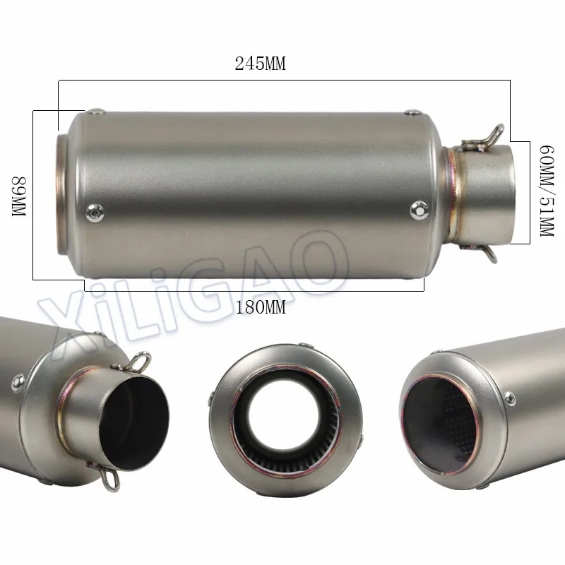 Günstige 51MM 60MM Universal Motorrad SC Auspuff Flucht Moto Dirt Bike Roller Auspuff DB mörder Für bws PCX 125 freies Verschiffen