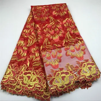 

Hot sale Embroidered double colors little flames pattern French Net Lace,FC8 Free shipping wholesale African Tulle Lace Fabric