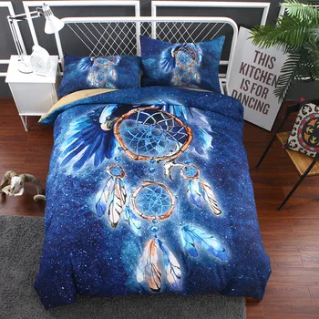 

Yi chu xin eagle Dreamcatcher bedding sets queen size blue Bohemia duvet cover set with pillowcase bedline Home textile