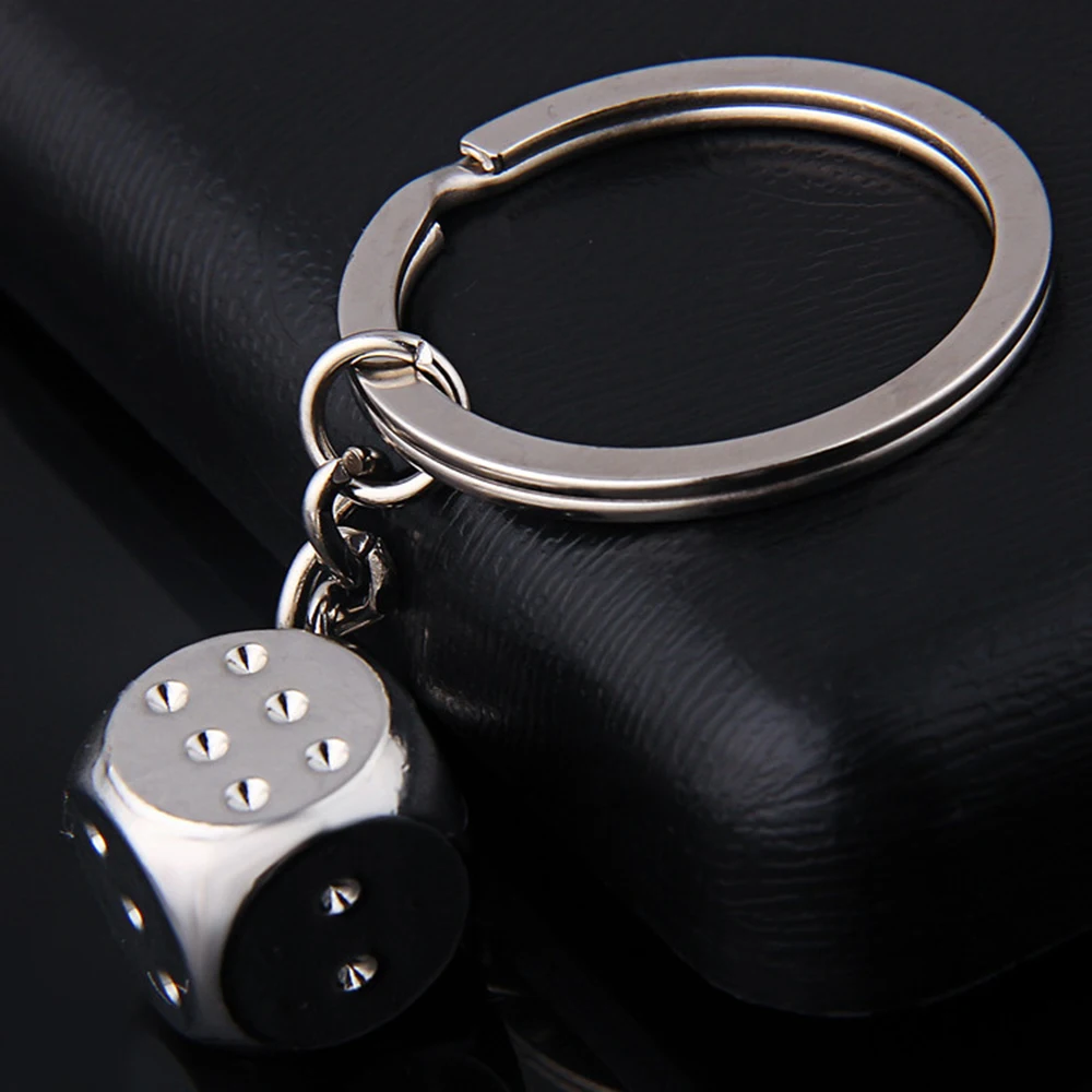 10PCS/lot metal aquare dice keychain fashion gamble boson key chains