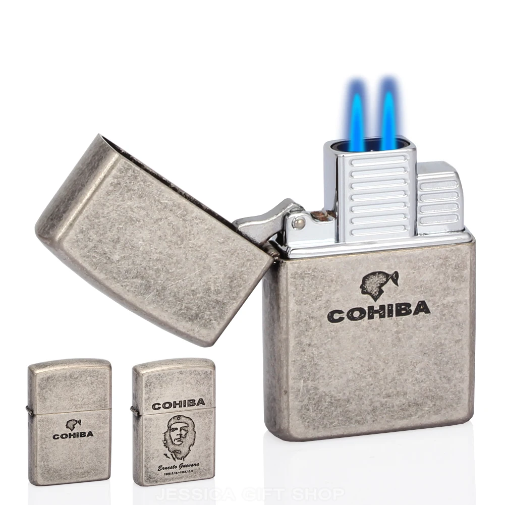 

Men Refillable Torch Jet Cigarette Lighter Cigar Accessories Gadgets COHIBA Metel Windproof Cigare Smoking Lighters