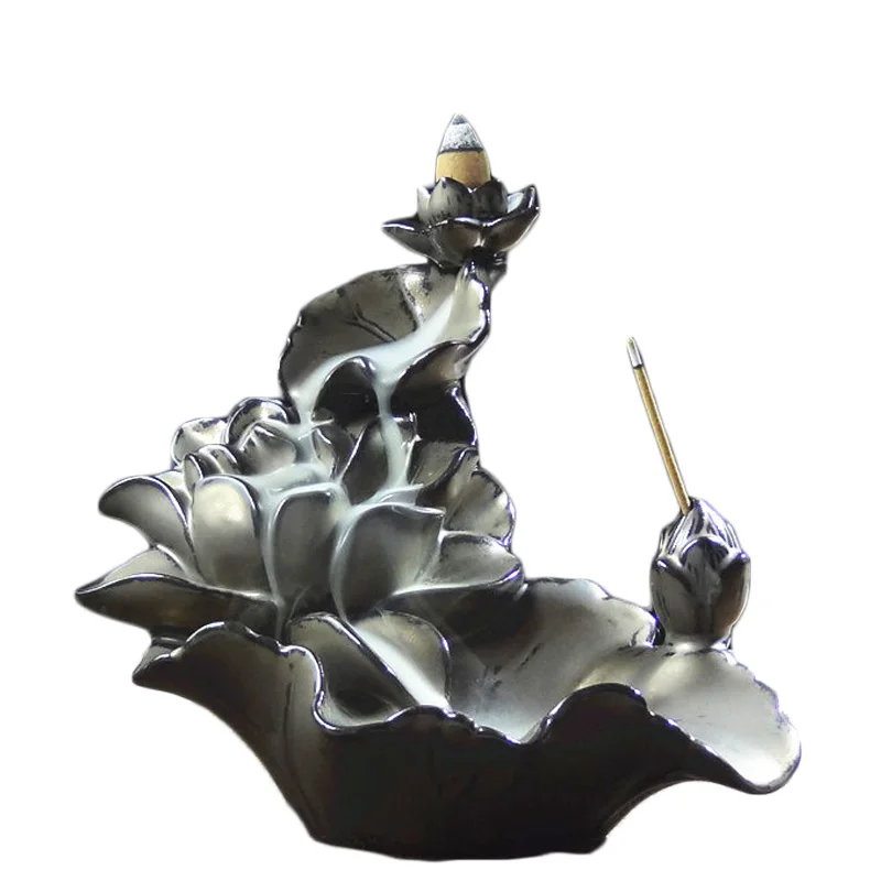 Creative Ceramics Smoking Backflow Incense Censer Moonlight Big Lotus