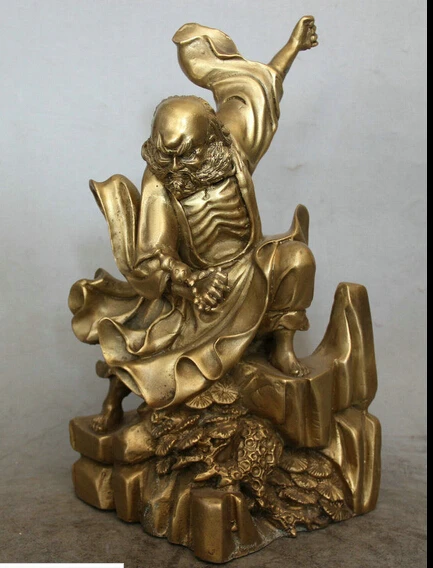 

hui88K772<<<12" Tibet Buddhsim Brass Stand tree Arhat Damo Bodhidharma Dharma Buddha Statue