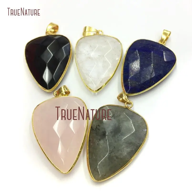 

10Pcs Faceted Dagger Pendant Onyx, White Quartz, Rose Quartzs, Labradorite, Lapis Lazuli Pendant Outlet 36x26mm PM13540