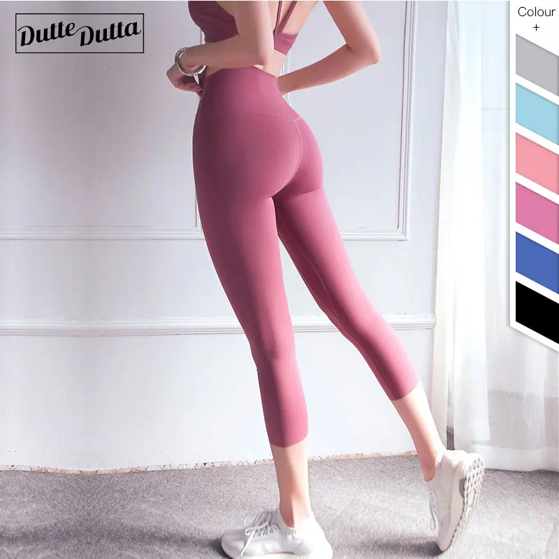 

Women's Fashion Capris Sports Pants Slim Fit High Waist Leggings For Fitness Quick Drying Breathable Tight Solid Yoga Leggings