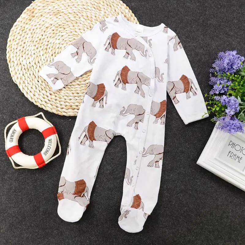 

Cartoon Baby Footies Kawaii Animal Print Newborn Baby Long Sleeve Jumpsuit Boy Girl Clothes One Piece Infant Crawling Jumpsuit