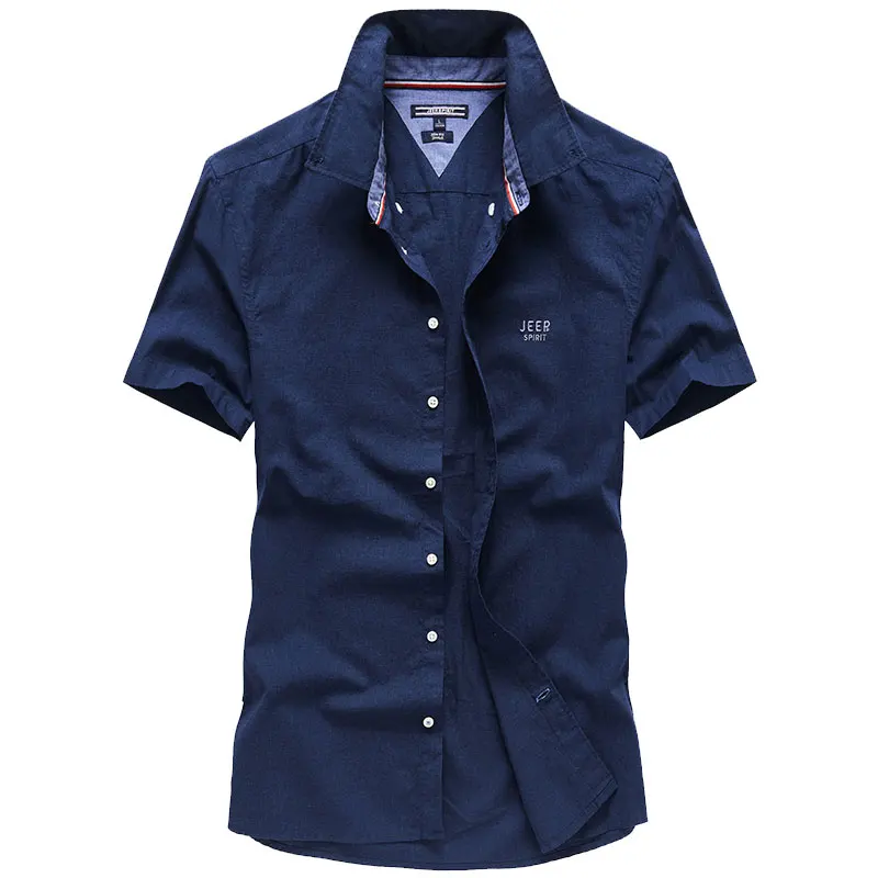 Brand JEEP Men Brand Shirts 2019 Summer Dress Cotton Short Sleeve Shirts Straight Casual Fashion Shirts M~4XL Business Shirts (31)