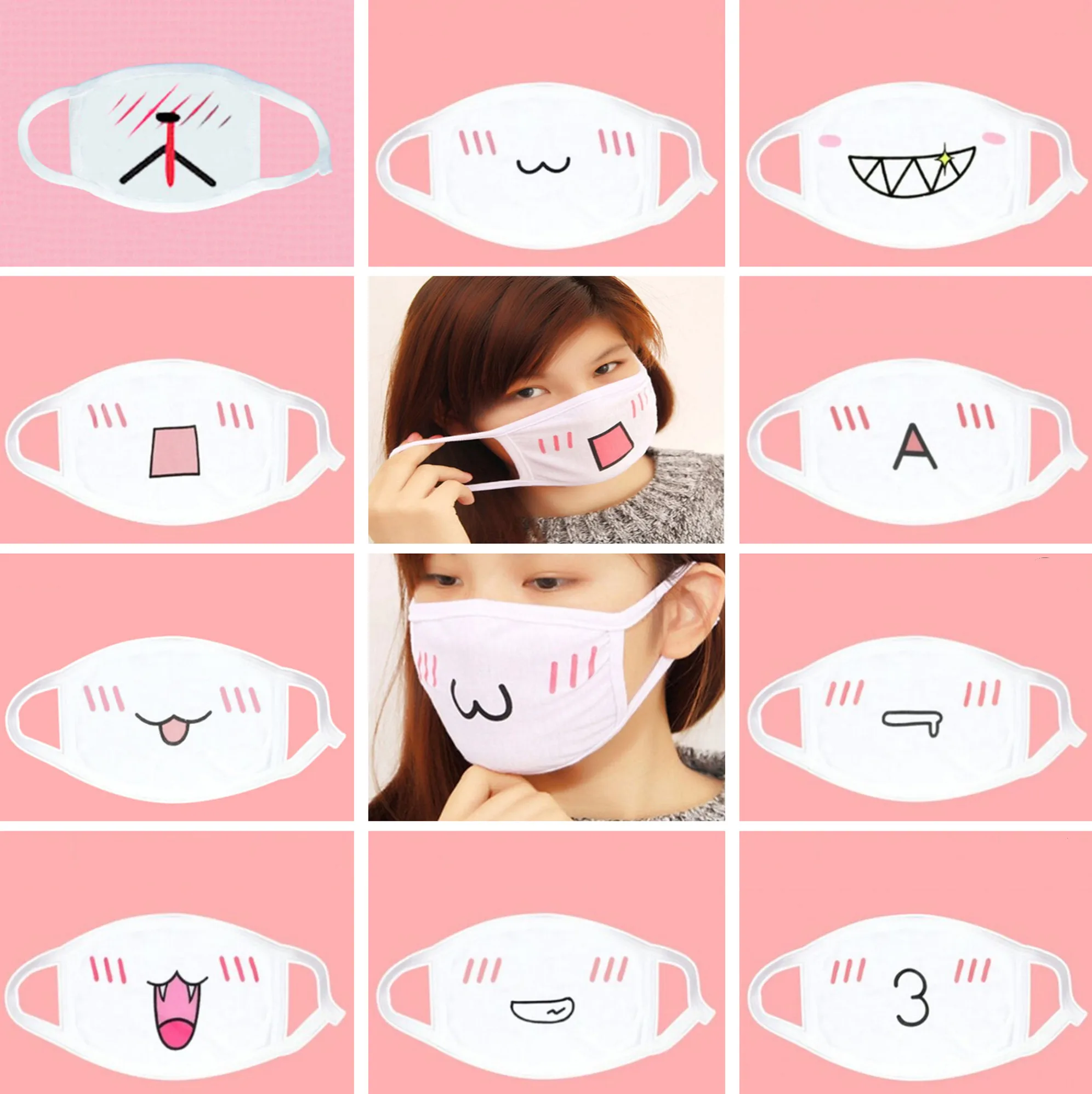 Горячая Kawaii анти-Пылезащитная маска Kpop хлопковая для рта Милая аниме мультяшная