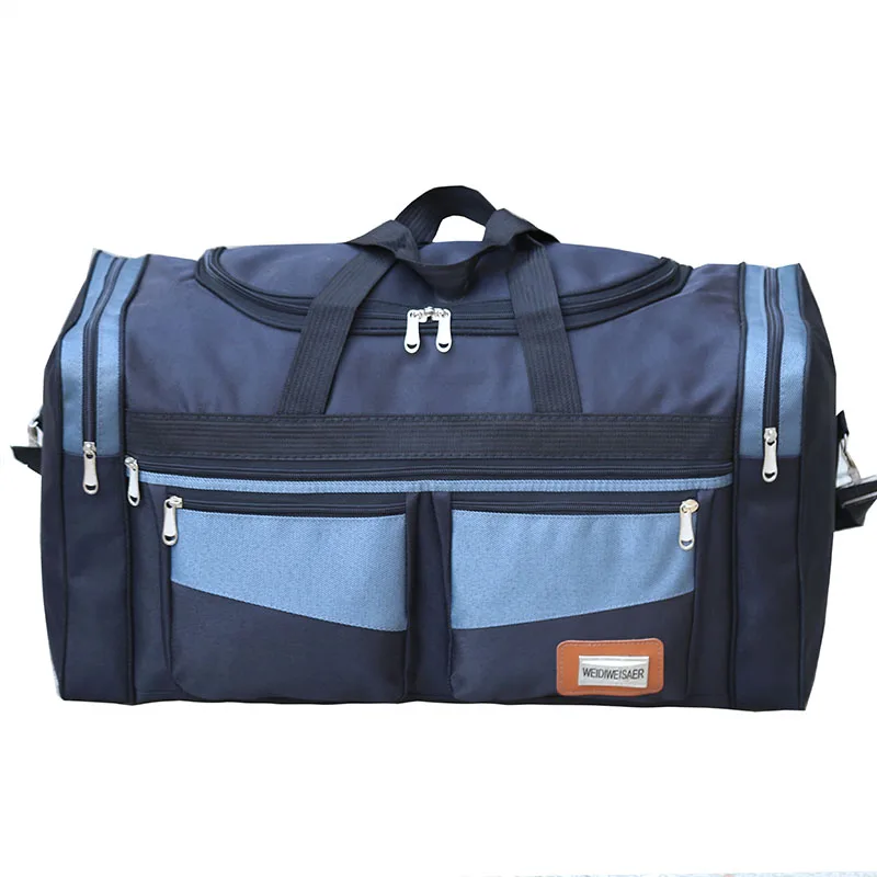 Большая складная вместительная мужская сумка-тоут для путешествий, дорожные сумки на выходные, унисекс сумка T704 - Цвет: black blue