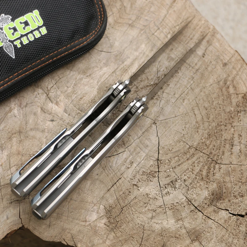 Зеленый шип F7 Флиппер складной нож подшипник M390 лезвие TC4 титановая ручка Открытый Отдых Охота Карманный Фруктовый Нож EDC инструменты